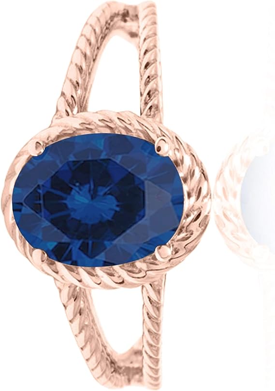 Aonejewelry 1.25 Carat Created Sapphire Oval Shape Ring In 10K Solid Rose, White & Yellow Gold, Best Valentinesday Gift