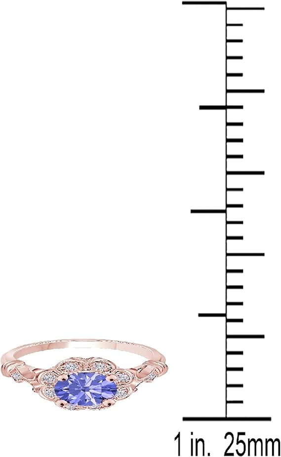 Tanzanite Halo Diamond Ring 1.00 Carat In 10K Solid Rose, White & Yellow Gold (Created Tanzanite), Best Valentinesday Gift
