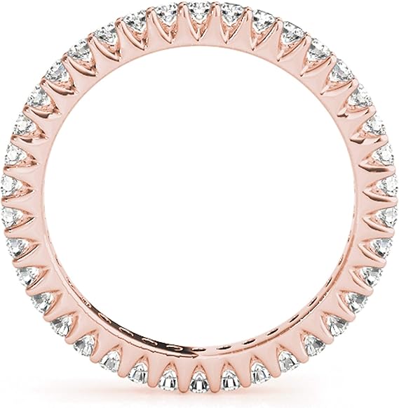 18K Diamond Eternity Wedding Band In Solid White,Yellow & Rose Gold, Best Valentinesday Gift