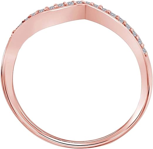 Aonejewelry 0.25 Carat Black Diamond Curved Wedding Band In 10K Solid Rose, White & Yellow Gold, Best Valentinesday Gift
