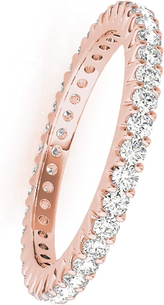 18K Diamond Eternity Wedding Band In Solid White,Yellow & Rose Gold, Best Valentinesday Gift