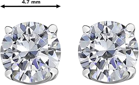 AoneJewelryIGI Certified 0.75 CaratsW Round White Diamond Solitaire Stud Earrings for Women In 14K White Gold Prong-Setting Gemstone Wedding Jewelry Collection