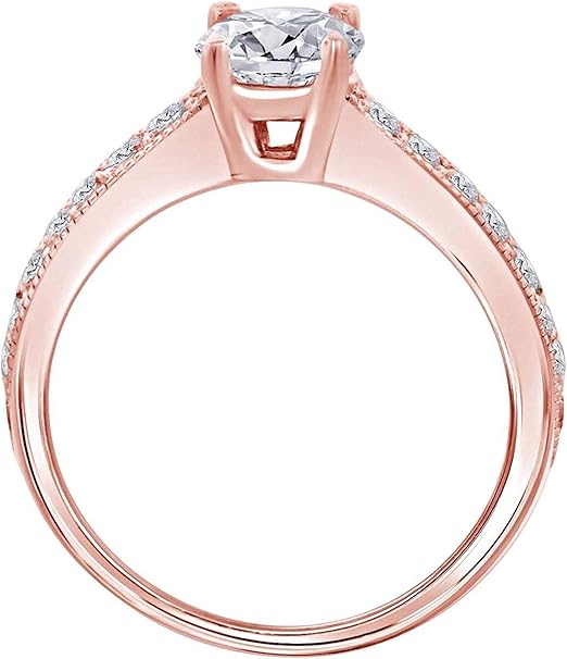 Aonejewelry 1.00 Carat Natural Diamond Engagement Wedding Sparkling Ring Crafted In 18K Solid Rose White And Yellow Gold For Woman, Best Valentinesday Gift