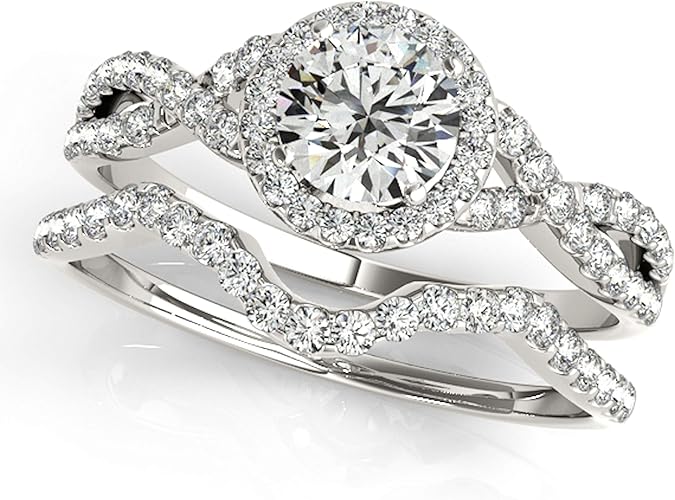 Aonejewelry 10K Rose, White & Yellow Gold 3/4 Carat Engagement Bridal Set Ring, Best Valentinesday Gift