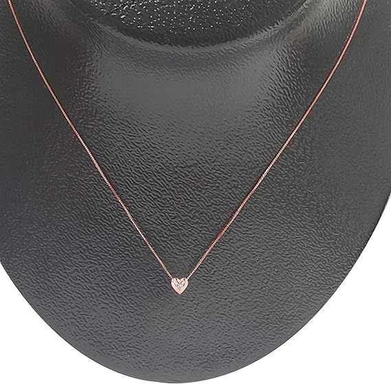 0.25 Carat Natural White Diamond In Center Of Beautiful Heart Shape Pendant Crafted In Rose White And Yellow Gold With 18" Box Chain Gold Plated Over 925 Sterling Silver For Women