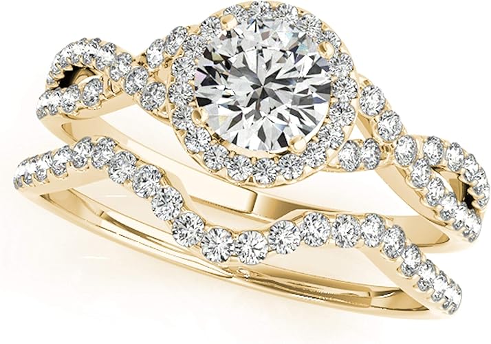 Aonejewelry 10K Rose, White & Yellow Gold 3/4 Carat Engagement Bridal Set Ring, Best Valentinesday Gift