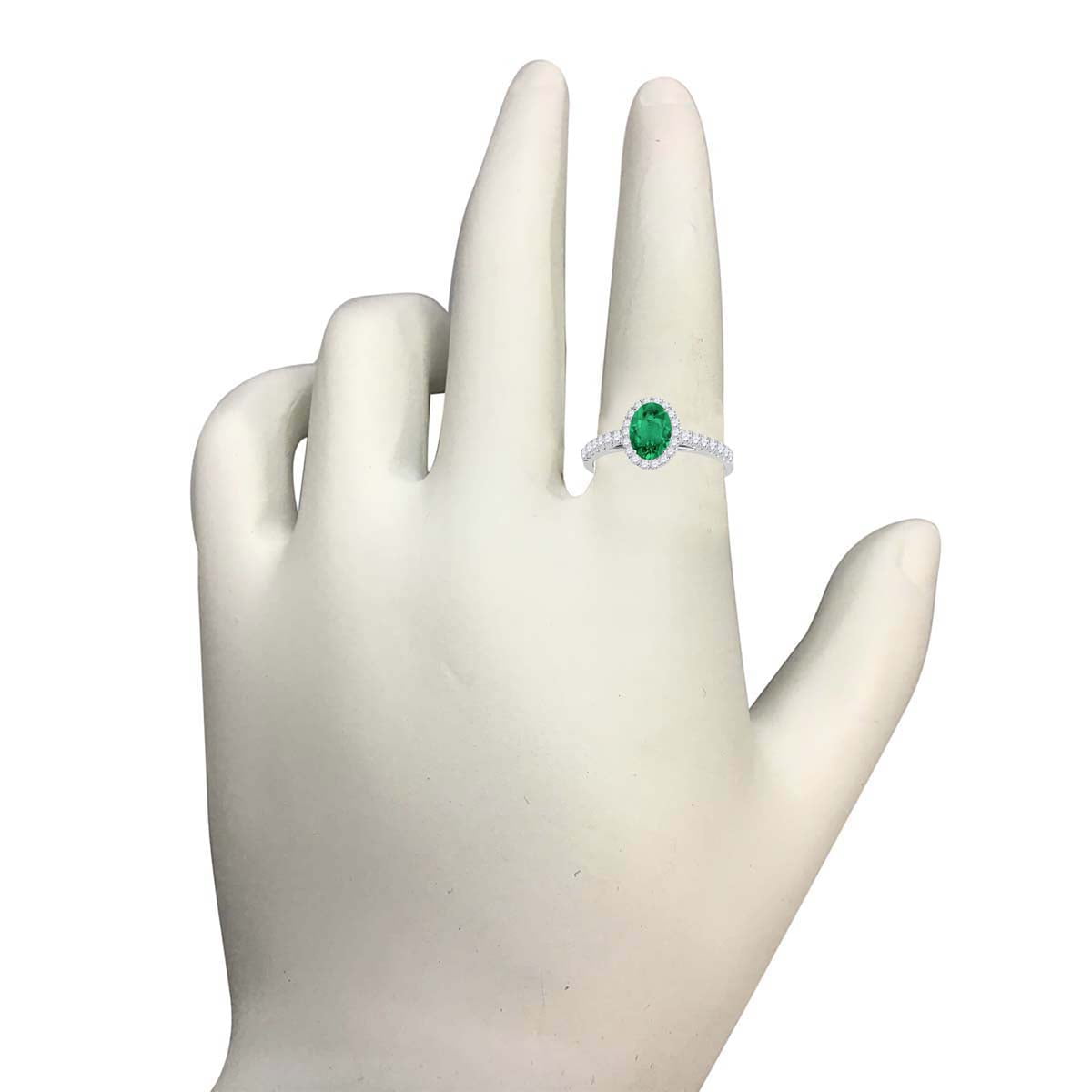 10K Gemstone And Diamond Ring (size 5-9) In Solid Rose, White, Yellow Gold with 0.65 Carat (I-J, I1-I2) Oval Shape Emerald, Best Valentinesday Gift