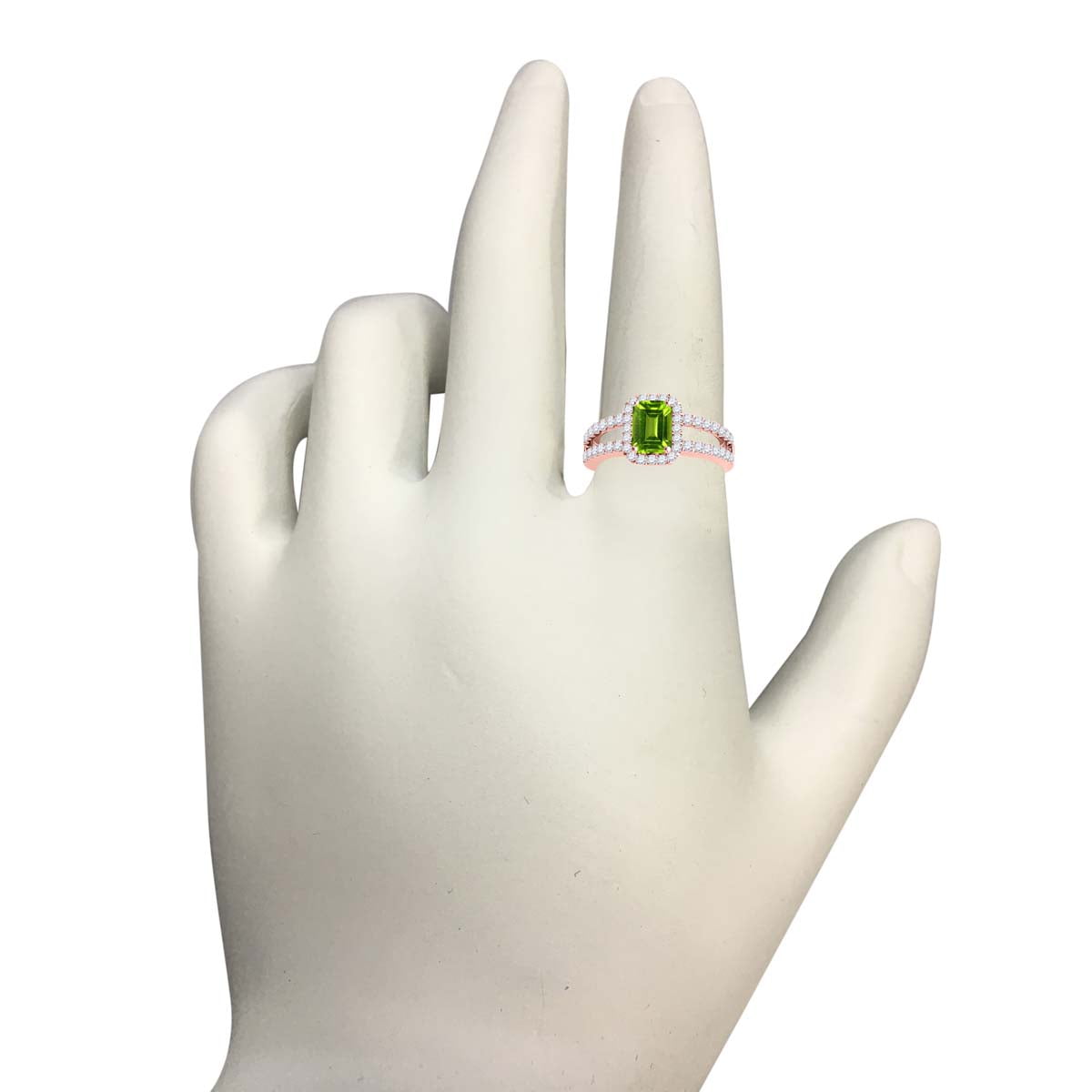 10k Solid Rose Gold Gemstone and Diamond Ring for Women With 2.00 Cttw Natural Peridot And Diamonds By Aone Jewelry (I-J, I1-I2), Best Valentinesday Gift