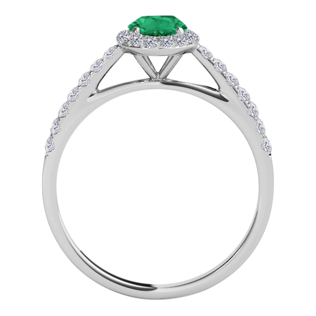 10K Gemstone And Diamond Ring (size 5-9) In Solid Rose, White, Yellow Gold with 0.65 Carat (I-J, I1-I2) Oval Shape Emerald, Best Valentinesday Gift