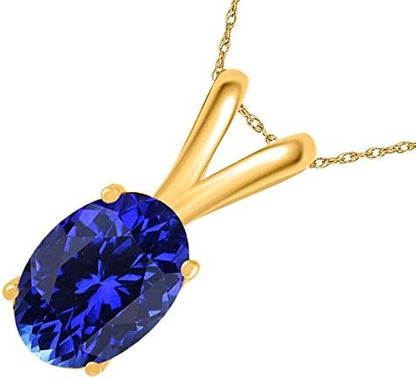 0.45Ct Oval Tanzanite Pendant in 14k Yellow Gold (6x4 mm), Best Valentinesday Gift