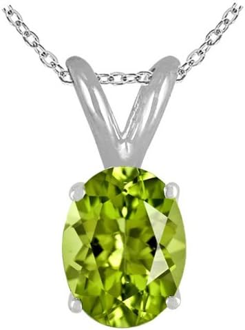 0.22Ct Oval Peridot Pendant in 14k White Gold