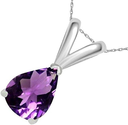 0.45Ct Pear Amethyst Pendant in 14k White Gold (6x4 mm), Best Valentinesday Gift