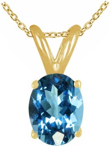 0.27Ct Oval Blue Topaz Pendant in 14k Yellow Gold