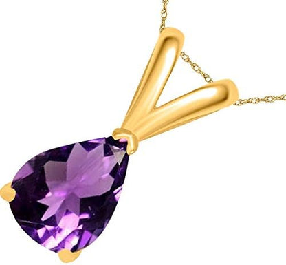 0.45Ct Pear Amethyst Pendant in 14k Yellow Gold (6x4 mm), Best Valentinesday Gift