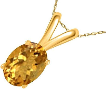 0.45Ct Oval Citrine Pendant in 14k Yellow Gold (6x4 mm), Best Valentinesday Gift