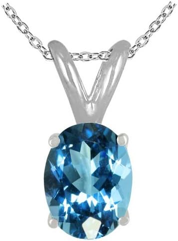 0.27Ct Oval Blue Topaz Pendant in 14k White Gold