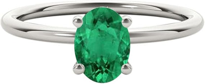 0.85 Cttw Natural Oval Shape Emerald Gemstone Ring made in 10K Rose, White, Yellow Gold