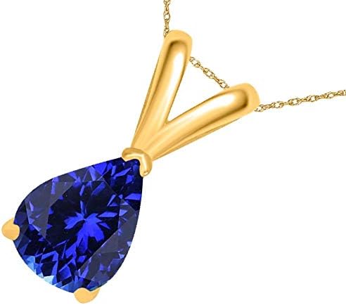 0.45Ct Pear Tanzanite Pendant in 14k Yellow Gold (6x4 mm), Best Valentinesday Gift