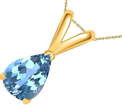 0.45Ct Pear Blue Topaz Pendant in 14k Yellow Gold (6x4 mm), Best Valentinesday Gift