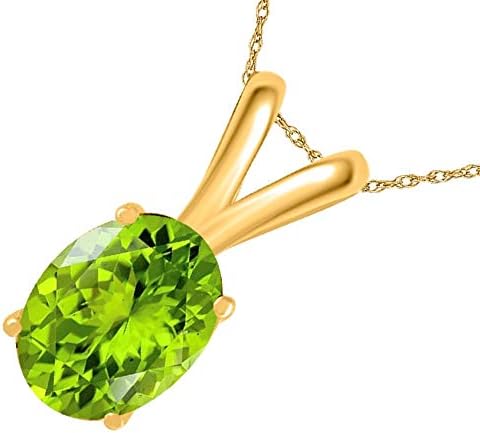 1.20Ct Oval Peridot Pendant in 14k Yellow Gold (8x6 mm), Best Valentinesday Gift