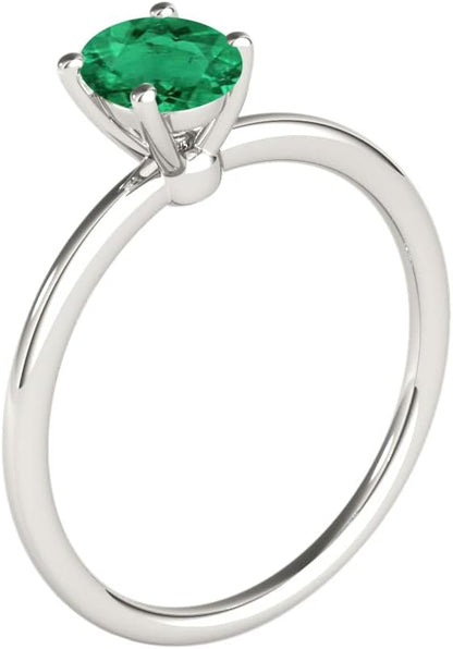 0.85 Cttw Natural Oval Shape Emerald Gemstone Ring made in 10K Rose, White, Yellow Gold