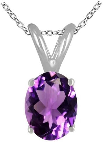 0.22Ct Oval Amethyst Pendant in 14k White Gold