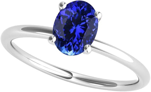 0.85 Cttw Natural Oval Shape Tanzanite Gemstone Ring made in 10K Rose, White, Yellow Gold