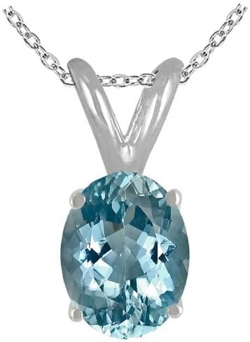 0.22Ct Oval Aquamarine Pendant in 14k White Gold