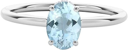 1.45 Cttw Oval Shape Aquamarine And White Diamond (H-I, I1-I2) Ring made in 10K Rose, White, Yellow Gold