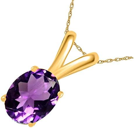 0.45Ct Oval Amethyst Pendant in 14k Yellow Gold (6x4 mm), Best Valentinesday Gift