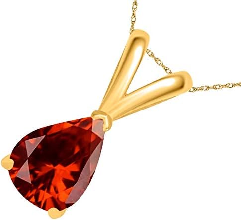 0.45Ct Pear Garnet Pendant in 14k Yellow Gold (6x4 mm), Best Valentinesday Gift