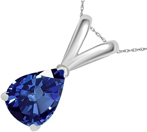 0.45Ct Pear Sapphire Pendant in 14k White Gold (6x4 mm), Best Valentinesday Gift