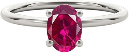 0.85 Cttw Lab-Created Oval Shape Ruby Gemstone Ring made in 10K Rose, White, Yellow Gold