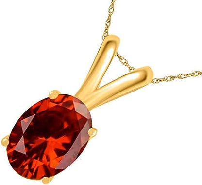 0.80Ct Oval Garnet Pendant in 14k Yellow Gold (7x5 mm), Best Valentinesday Gift