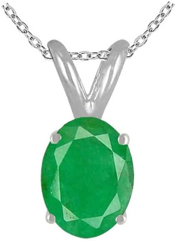 0.25Ct Oval Emerald Pendant in Sterling Silver Gold