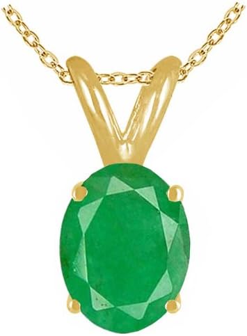 0.25Ct Oval Emerald Pendant in 14k Yellow Gold