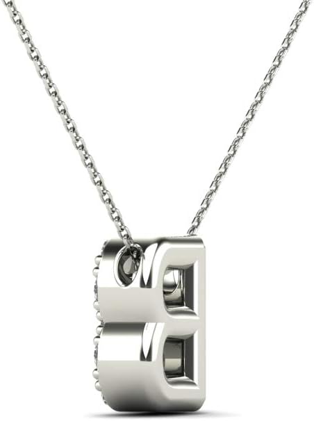 AoneJewelry 0.13 Carat Natural White Diamond Initial B Pendant Necklace For Women In 14K Yellow and White Gold with 18" Gold Cable Chain