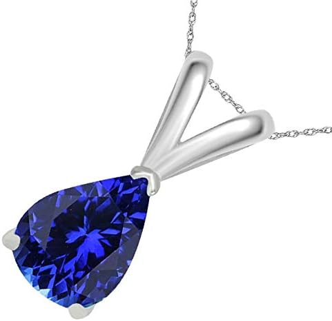 0.45Ct Pear Tanzanite Pendant in 14k White Gold (6x4 mm), Best Valentinesday Gift