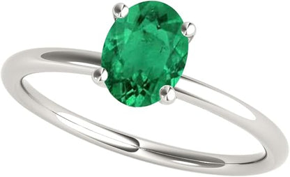 0.85 Cttw Natural Oval Shape Emerald Gemstone Ring made in 10K Rose, White, Yellow Gold