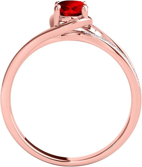 1.40 Carat Garnet And Diamond Ring In Solid Rose, White & Yellow Gold, Best Valentinesday Gift