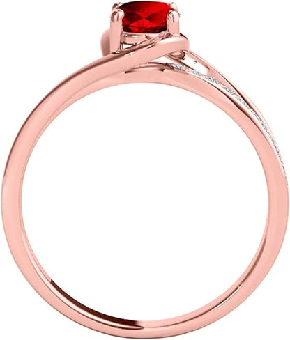 1.40 Carat Garnet And Diamond Ring In Solid Rose, White & Yellow Gold, Best Valentinesday Gift