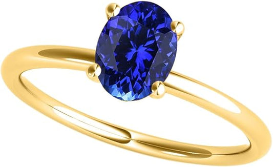 0.85 Cttw Natural Oval Shape Tanzanite Gemstone Ring made in 10K Rose, White, Yellow Gold