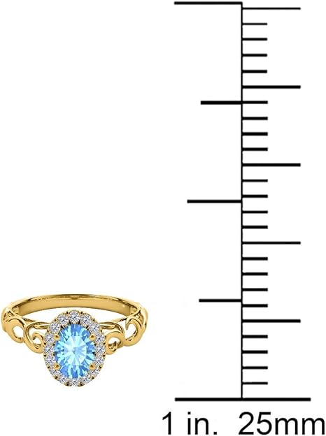 1.35 Carat Diamond Blue-Topaz Ring In 10K Solid Yellow, White & Rose Gold, Best Valentinesday Gift