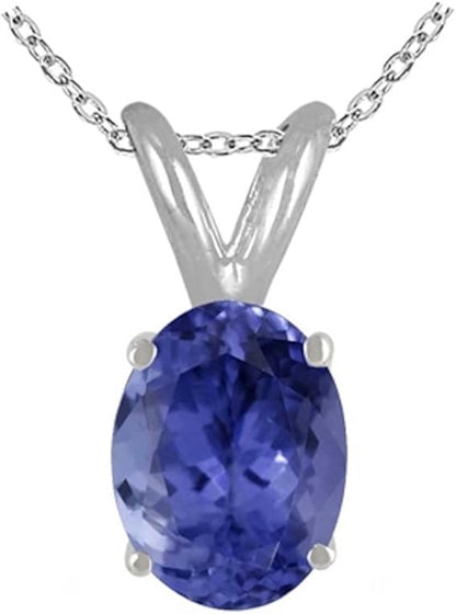 0.45Ct Oval Tanzanite Pendant in Sterling Silver (6x4 mm)