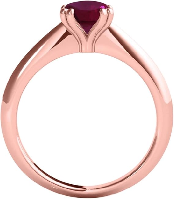 1.00 Carat Created Round Ruby/Gemstone Ring In 10K White, Yellow & Rose Gold, Best Valentinesday Gift