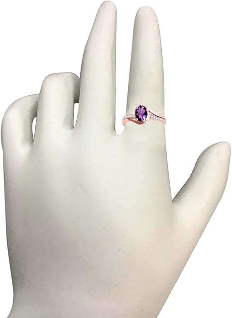 1.40 Carat Amethyst And Diamond Ring In 10K Solid Rose, White & Yellow Gold, Best Valentinesday Gift