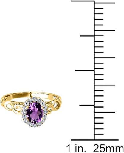 1.35 Carat 10K Amethyst Diamond Ring In Solid Rose, White & Yellow Gold, Best Valentinesday Gift