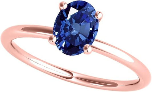 0.85 Cttw Natural Oval Shape Sapphire Gemstone Ring made in 10K Rose, White, Yellow Gold