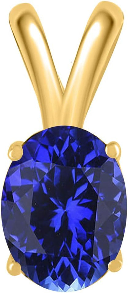 0.45Ct Oval Tanzanite Pendant in 14k Yellow Gold (6x4 mm), Best Valentinesday Gift