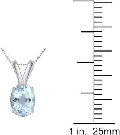 0.80Ct Oval Aquamarine Pendant in 14k White Gold (7x5 mm), Best Valentinesday Gift